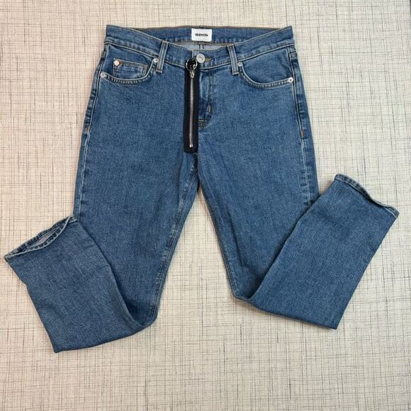Hudson Women's Riley Crop Relaxed Straight Jean Exposed‎ Zipper Size 26 - Picture 1 of 6